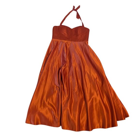 NWT AZAZIE Halter Paprika A Line Sweetheart Neck Satin Dress‎ Kenzie Bias Cut - Picture 2 of 8